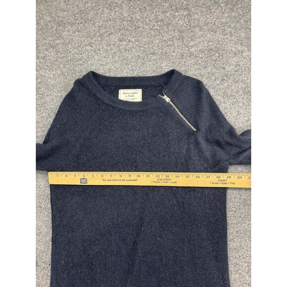 Abercrombie & Fitch Sweater Womens Medium Navy Textured Knit Zip Shoulder Detail - Picture 4 of 6